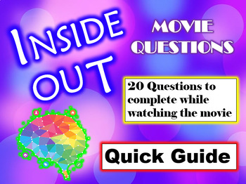 Preview of Inside Out (2015) - 20 Movie Questions with Answer Key (Quick Guide)