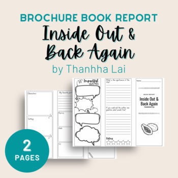 Preview of Inside Out & Back Again Book Report Brochure, PDF + Easel Activity, 2 Pages