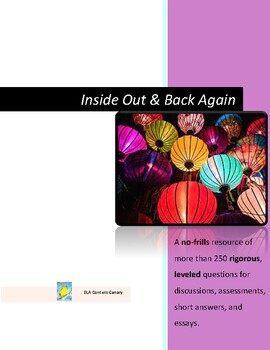 Preview of Inside Out & Back Again Comprehension Questions by Chapter! Full Novel Study!⭐