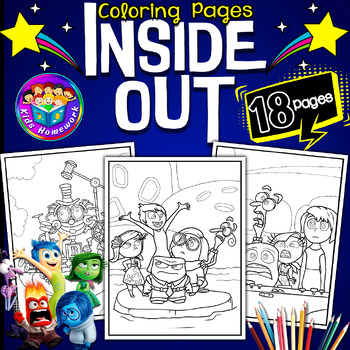 Preview of Inside Out Coloring Pages for Kids I Fun Cartoon Characters  Coloring Sheets