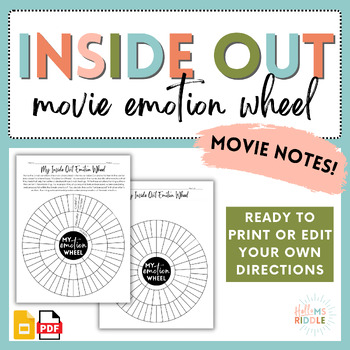 Preview of Inside Out Emotion Wheel | Movie Notes | SEL | Interpersonal Studies | FCS