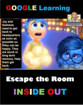 Preview of Inside Out Movie Escape Room Activity Digital Google Distance Learning