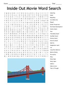 Preview of Inside Out Movie Word Search