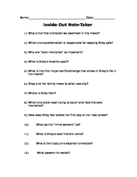 Preview of Inside Out Note Taker and Key