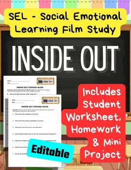 Preview of Inside Out SEL Movie Guide Worksheet, Journaling, HW & Mini-Project for MS ELA