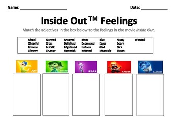 inside out sorting and fill in the blank by the ot specialist tpt