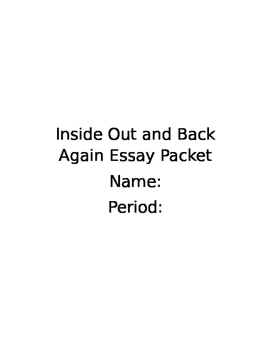Preview of Inside Out and Back Again Essay Packet