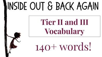 Preview of Inside Out and Back Again: Vocabulary words with definitions and page numbers