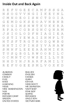 inside out and back again word search by steven s social studies