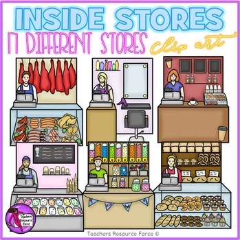 Preview of Inside Stores with Cashier Background Scenes realistic clip art