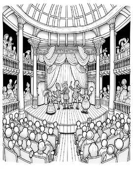 Preview of Inside the Globe Theater Coloring Page