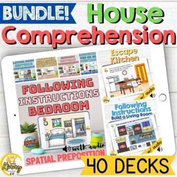 Preview of Inside the House Comprehension Boom Cards Bundle