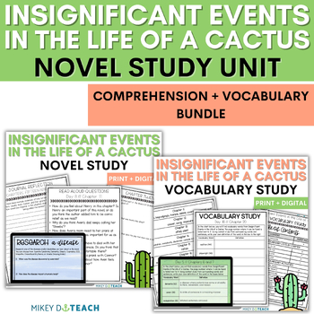 Preview of Insignificant Events in the Life of a Cactus Novel Study Unit - Print + Digital