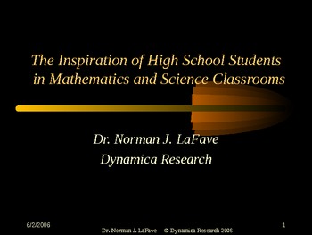 Preview of Inspiration of High School Students in Mathematics and Science