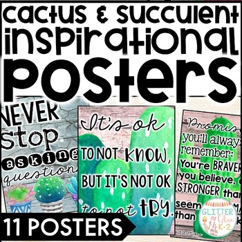 Preview of Inspirational Cactus & Succulent Themed Posters - 11 Posters - Classroom Decor