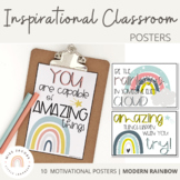 Modern Rainbow Inspirational Classroom Posters | Boho Rain