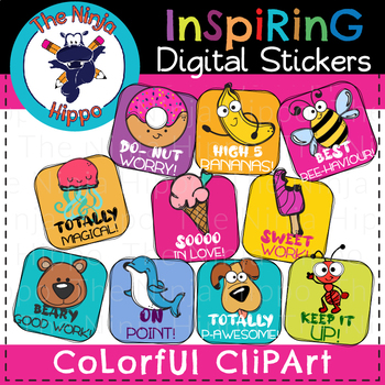 Inspirational Digital Stickers Clipart Distance Learning By The Ninja Hippo