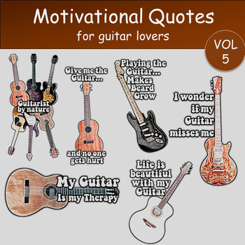 Preview of Inspirational Guitar Clipart with Motivational Quotes for the Music Class