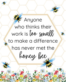 Inspirational Honeybee Classroom Poster by Newkirk's Nook | TPT