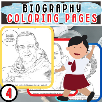 Preview of Inspirational Icons: Coloring Pages with Quotes for Famous Person Reports