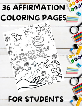 Preview of Inspirational Kids Affirmation Coloring Pages Set - 36 Pages