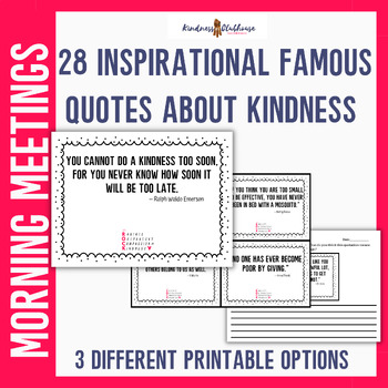 Preview of Inspirational Kindness Quotes for Bulletin Board, Morning Meeting & Reflection