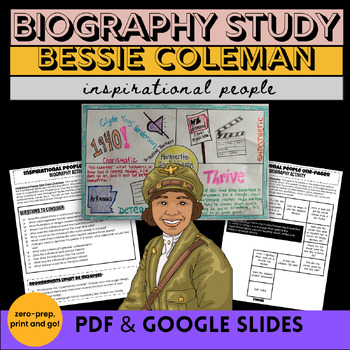 Preview of Inspirational People Biography Research Bessie Coleman Biography Project