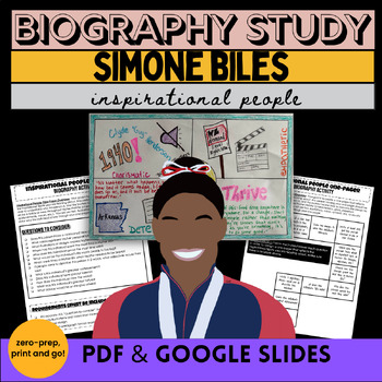 Preview of Inspirational People Biography Research Simone Biles Biography Project