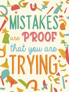 Encouragement | Classroom decor Quotes School Mistakes are proof that you are trying SVG PNG Growth Mindset poster