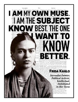 Preview of Inspirational Quote Wall Art PDF - Frida Kahlo "My Own Muse" v. 1