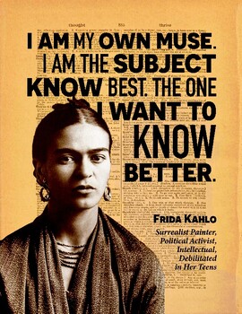 Preview of Inspirational Quote Wall Art PDF - Frida Kahlo "My Own Muse" v. 3