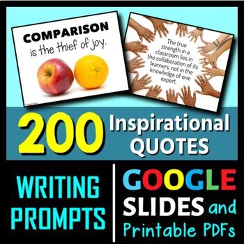 Preview of Inspirational Quotes - 200 Writing Prompts | Printable & Distance Learning