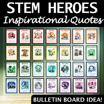 Preview of Inspirational STEM Quotes Poster Set | Math Science Decor or Bulletin Board Idea