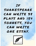 Inspirational Shakespeare Poster (Light Blue)