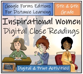 Preview of Inspirational Women Close Reading Activities | Digital & Print | 5th & 6th Grade