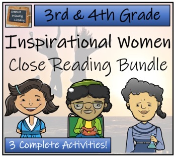 Preview of Inspirational Women Close Reading Comprehension Bundle | 3rd Grade & 4th Grade