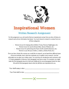 Preview of Inspirational Women Written Research Assignment