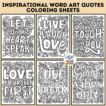 Inspirational Word Art Quotes Coloring Pages, Growth Mindset Coloring ...