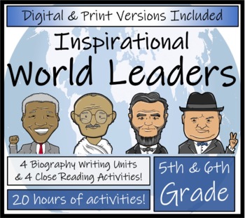 Preview of World Leaders Biography & Close Reading Bundle Digital & Print | 5th & 6th Grade
