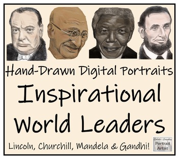 Preview of Inspirational World Leaders Hand-Drawn Digital Portrait Bundle