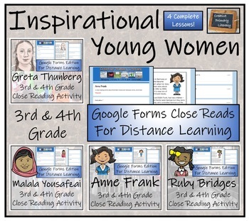 Preview of Inspirational Women Close Reading Bundle Digital & Print | 3rd & 4th Grade