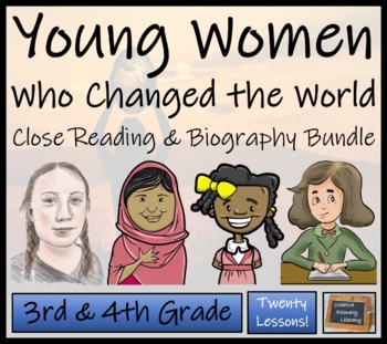 Preview of Inspirational Young Women Close Reading & Biography Bundle | 3rd & 4th Grade