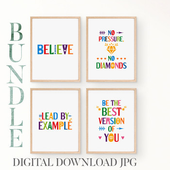 Preview of Inspirational motivational classroom posters bundle - Leadership decor