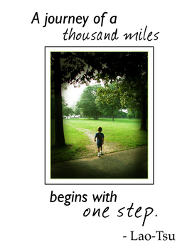 Preview of Inspirational poster: A journey of a thousand miles begins with one step.