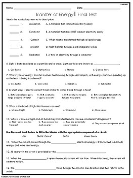 Inspire Science Assessments - GRADE 4, TRANSFER OF ENERGY | TpT