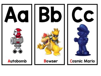 Preview of Mario Bros Alphabet Cards