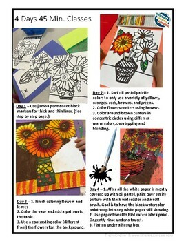 Inspired by Vincent van Gogh Sunflowers Oil Pastel Paper Batik (Grades 3+)  4 day