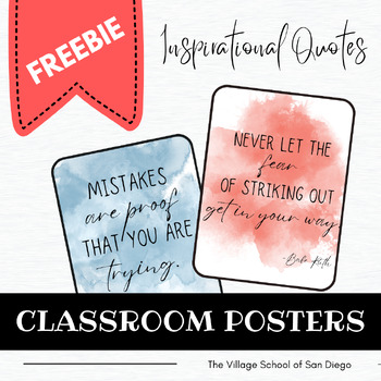 Preview of Inspirational Classroom Quote Posters | Watercolor | Growth Mindset