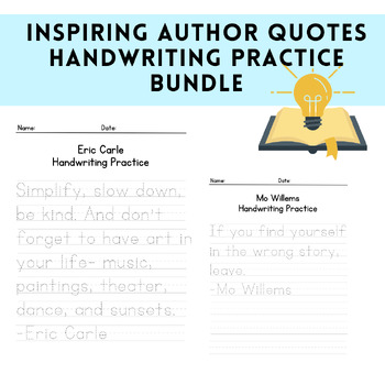 Preview of Inspiring Author Quotes Handwriting Practice