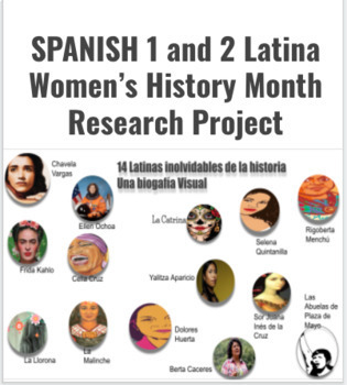 Preview of Inspiring Latinas 14 Womens History Research Project Spanish Google Slides